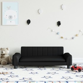 Sofá para niños de cuero sintético negro 90x53x30 cm