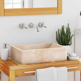 Lavabo de mármol crema con brillo 45x30x12 cm