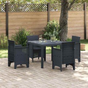 Conjunto de Comedor de Jardín 5 pcs Antracita Ratan Polt Conjunto de Comedor de Jardín 5 pcs Antracita Ratan Polt