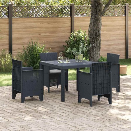 Conjunto de Comedor de Jardín 5 pcs Antracita Ratan Polt