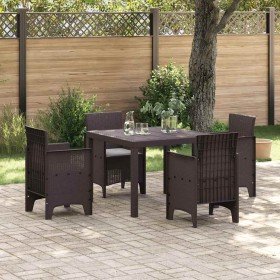 Conjunto de Comedor de Jardín 5 pcs Marrón Ratan Polt