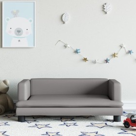 Sofá para niños de cuero sintético gris 80x45x30 cm