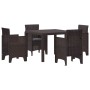 Conjunto de Comedor de Jardín 5 pcs Marrón Ratan Polt