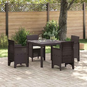 Conjunto de Comedor de Jardín 5 pcs Marrón Ratan Polt