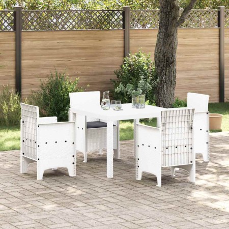 Conjunto de Comedor de Jardín 5 pcs Blanco Ratan Polt
