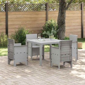Conjunto de Comedor de Jardín 5 pcs Gris Claro Ratan Polt Conjunto de Comedor de Jardín 5 pcs Gris Claro Ratan Polt