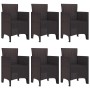 Conjunto de Comedor de Jardín 7 pcs Marrón Ratan Polt