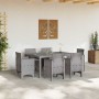 Conjunto de Comedor de Jardín 7 pcs Gris Claro Ratan Polt