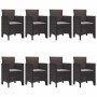 Conjunto de Comedor de Jardín 9 pcs Marrón Ratan Polt