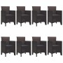 Conjunto de Comedor de Jardín 9 pcs Marrón Ratan Polt
