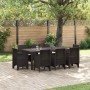 Conjunto de Comedor de Jardín 9 pcs Marrón Ratan Polt