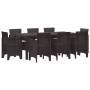 Conjunto de Comedor de Jardín 9 pcs Marrón Ratan Polt