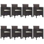 Conjunto de Comedor de Jardín 9 pcs Marrón Ratan Polt