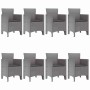 Conjunto de Comedor de Jardín 9 pcs Gris Claro Ratan Polt