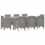 Conjunto de Comedor de Jardín 9 pcs Gris Claro Ratan Polt