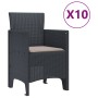 Conjunto de Comedor de Jardín 11 pcs Antracita Ratan Polt