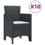 Conjunto de Comedor de Jardín 11 pcs Antracita Ratan Polt