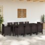 Conjunto de Comedor de Jardín 11 pcs Marrón Ratan Polt