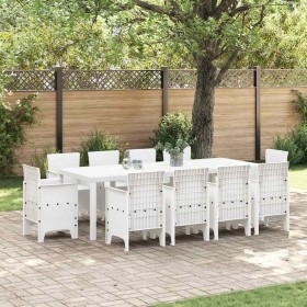 Conjunto de Comedor de Jardín 11 pcs Blanco Ratan Polt
