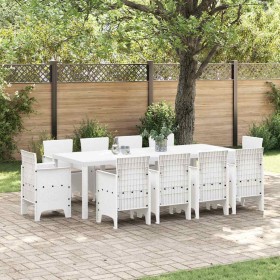 Conjunto de Comedor de Jardín 11 pcs Blanco Ratan Polt Conjunto de Comedor de Jardín 11 pcs Blanco Ratan Polt