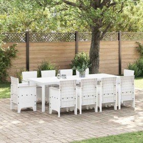 Conjunto de Comedor de Jardín 11 pcs Blanco Ratan Polt