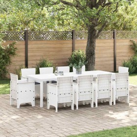 Conjunto de Comedor de Jardín 11 pcs Blanco Ratan Polt