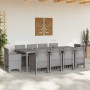 Conjunto de Comedor de Jardín 11 pcs Gris Claro Ratan Polt