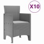 Conjunto de Comedor de Jardín 11 pcs Gris Claro Ratan Polt
