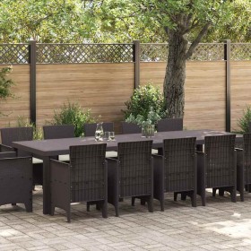 Conjunto de Comedor de Jardín con cojín 13 pcs Marrón Ratán Conjunto de Comedor de Jardín con cojín 13 pcs Marrón Ratán