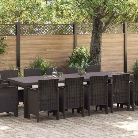 Conjunto de Comedor de Jardín con cojín 13 pcs Marrón Ratán