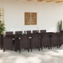 Conjunto de Comedor de Jardín con cojín 13 pcs Marrón Ratán