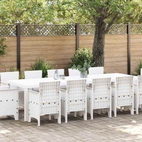 Conjunto de Comedor de Jardín 13 pcs Blanco y Gris claro