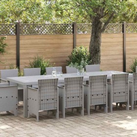 Conjunto de Comedor de Jardín 13 pcs Gris Claro Poliratán