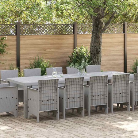 Conjunto de Comedor de Jardín 13 pcs Gris Claro Poliratán