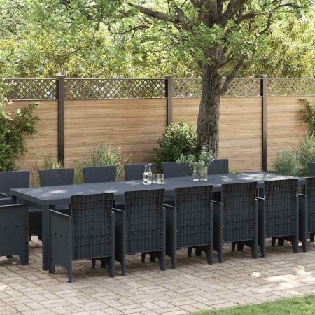 Conjunto de Comedor de Jardín 15 pcs Antracita Ratan Polt