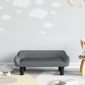 Sofá para niños de terciopelo gris oscuro 70x40x24 cm