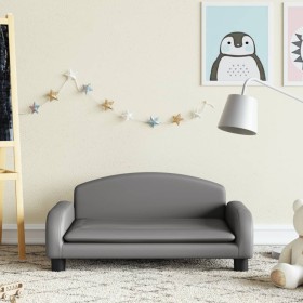Sofá para niños de cuero sintético gris 70x45x30 cm