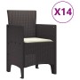 Conjunto de Comedor de Jardín 15 pcs Marrón Ratan Polt