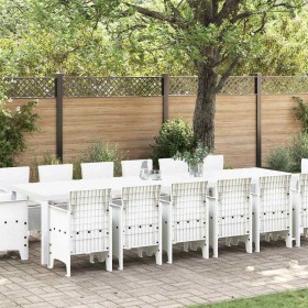 Conjunto de Comedor de Jardín 15 pcs Blanco Ratan Polt