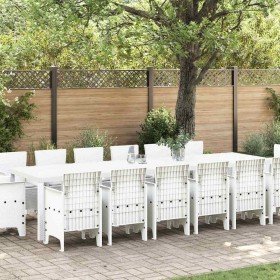 Conjunto de Comedor de Jardín 15 pcs Blanco Ratan Polt
