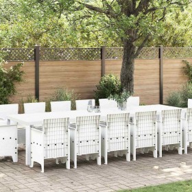 Conjunto de Comedor de Jardín 15 pcs Blanco Ratan Polt Conjunto de Comedor de Jardín 15 pcs Blanco Ratan Polt