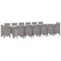 Conjunto de Comedor de Jardín 15 pcs Gris Claro Ratan Polt