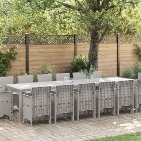 Conjunto de Comedor de Jardín 15 pcs Gris Claro Ratan Polt en Conjuntos de jardín | Comprar online en Foro24