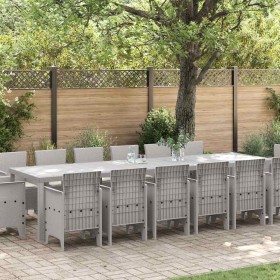 Conjunto de Comedor de Jardín 15 pcs Gris Claro Ratan Polt Conjunto de Comedor de Jardín 15 pcs Gris Claro Ratan Polt