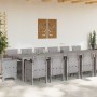 Conjunto de Comedor de Jardín 15 pcs Gris Claro Ratan Polt