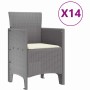 Conjunto de Comedor de Jardín 15 pcs Gris Claro Ratan Polt