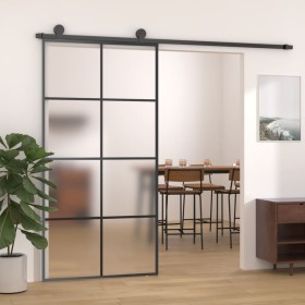 Puerta corredera aluminio y ESG vidrio negra 102,5x205 cm