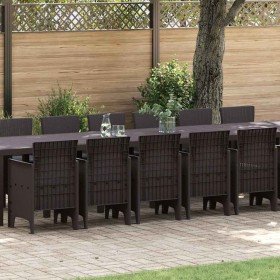 Conjunto de Comedor de Jardín 17 pcs Marrón Ratan Polt