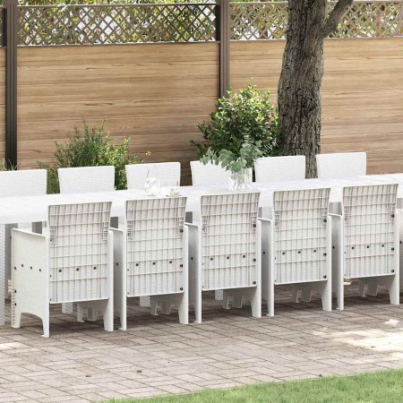 Conjunto de Comedor de Jardín 17 pcs Blanco Ratan Polt