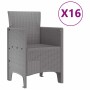 Conjunto de Comedor de Jardín 17 pcs Gris Claro Ratan Polt